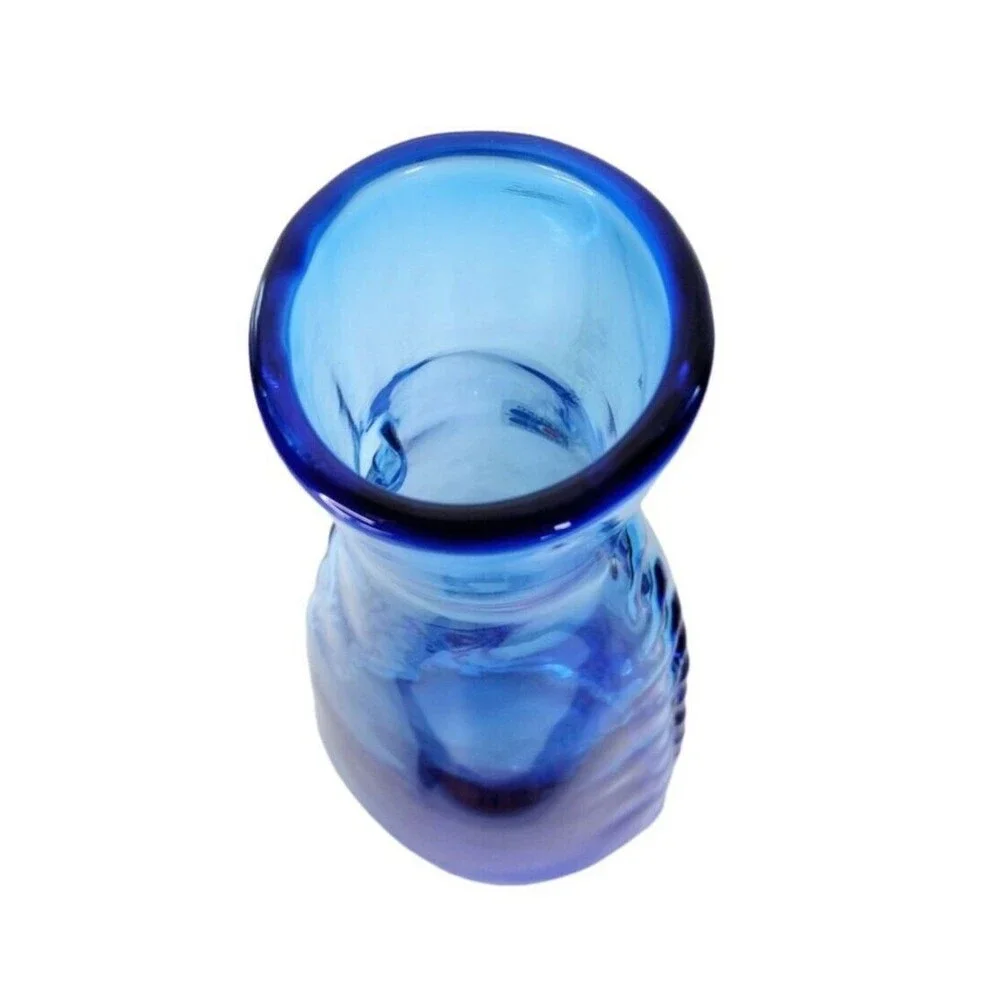 Vintage Blenko Aqua Blue Mouth Blown Handcrafted Turquoise Vase Has Label